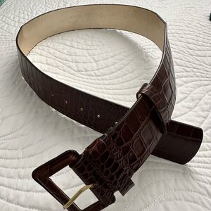 Boden Women’s Dark Brown Croc-Embossed Leather Belt